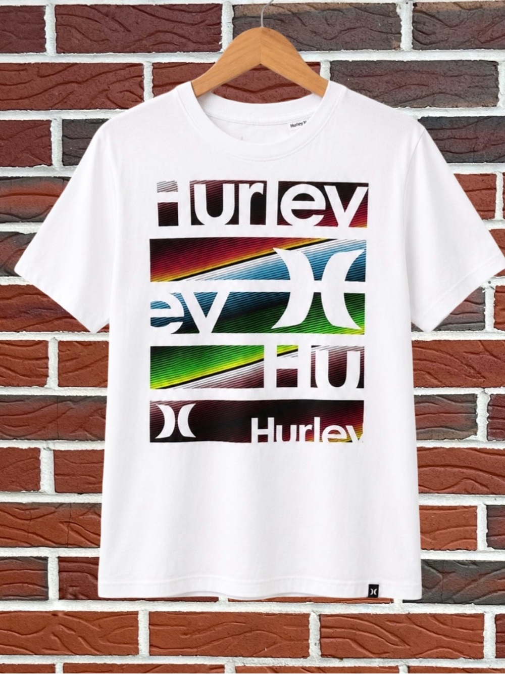 Boys HURLEY Graphic Logo Tee White Short Sleeve T-Shirt Medium Surf Skate